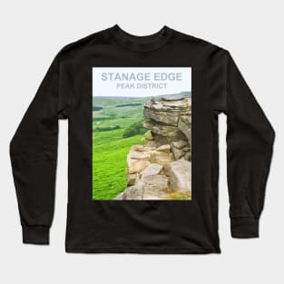 Stanage Edge Peak District, Derbyshire. Travel poster Long Sleeve T-Shirt